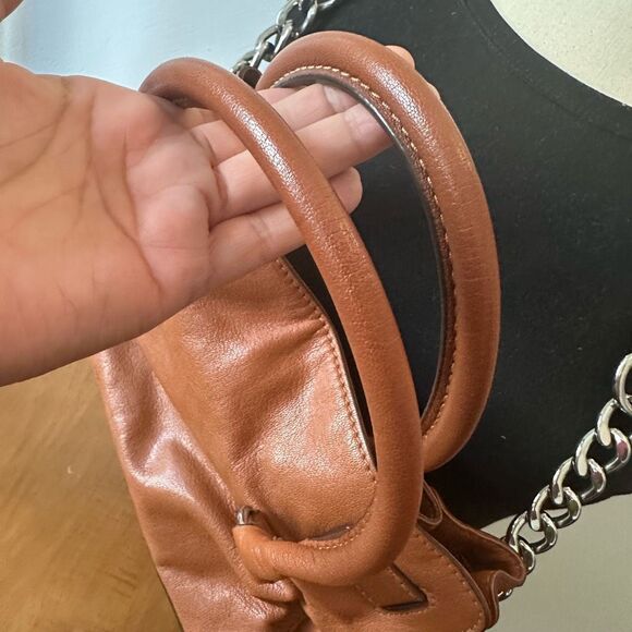 Michael Kors Tan Satchel with Silver Lock and Structured Design - Picture 8 of 12